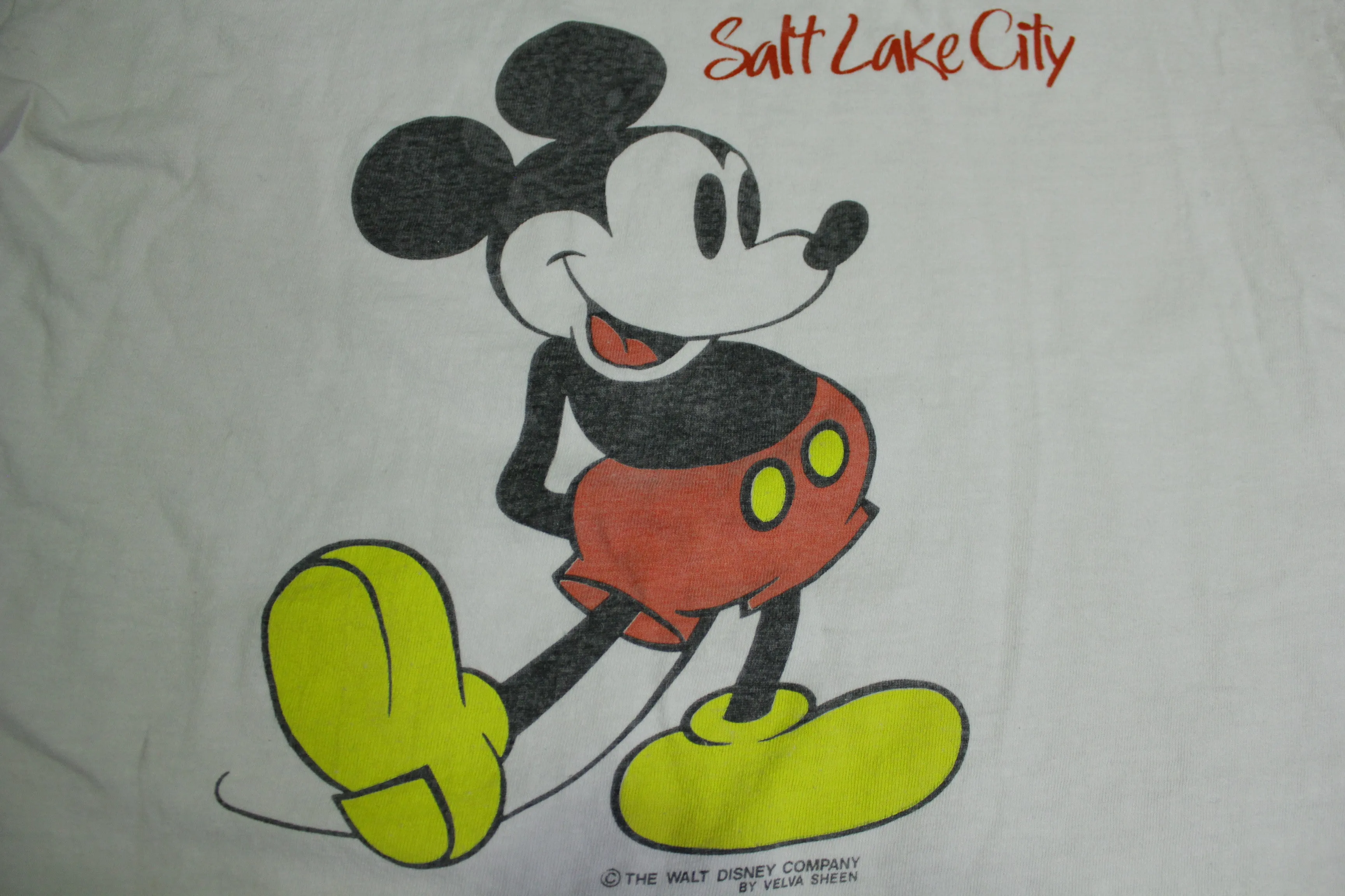 Mickey Mouse Walt Disney Co. Vintage 80's Velva Sheen Salt Lake City Single Stitch T-Shirt