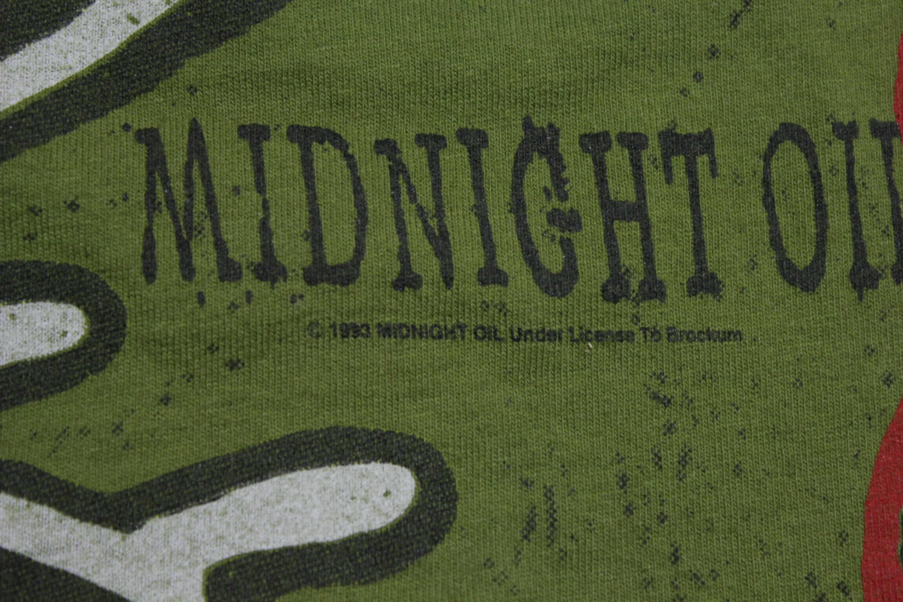 Midnight Oil Large Print Green Earth Moon Sun Vintage 1993 90's Brockum T-Shirt