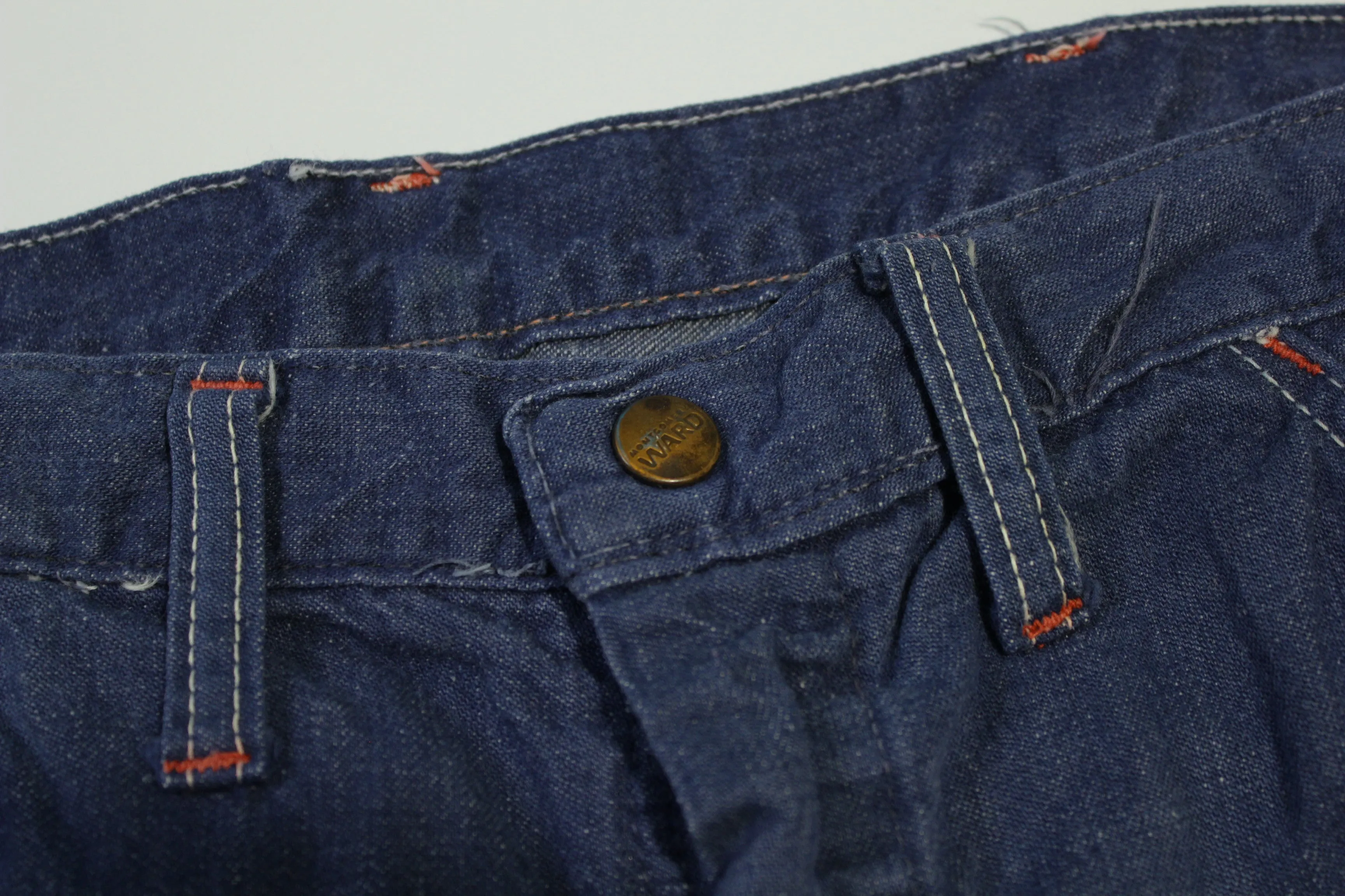 Montgomery Ward Vintage 70's Dark Wash Capenter Loop Triple Stitched Construction Jeans