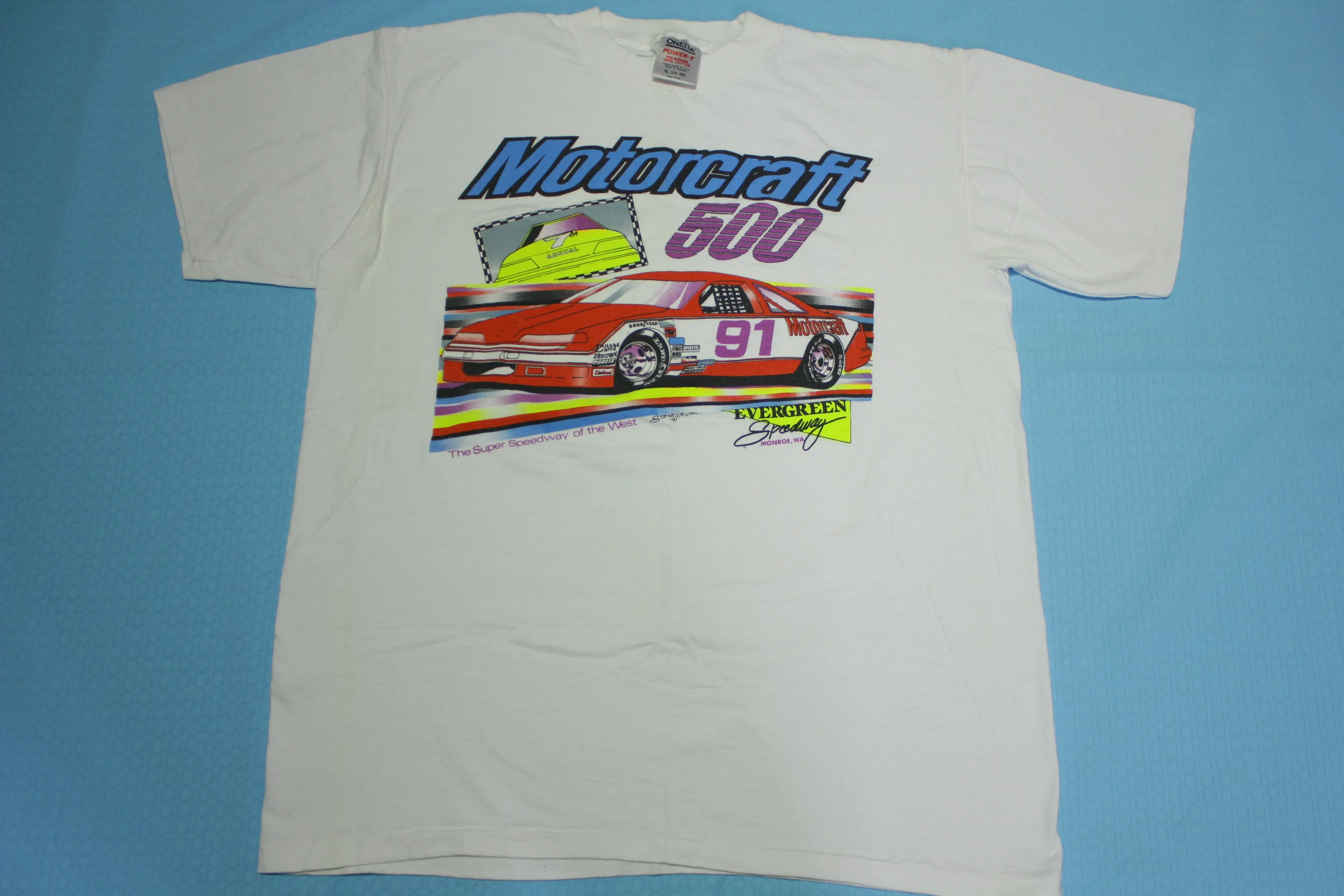 Motorcraft 500 Evergreen Speedway Vintage 90's Bill Elliot Derrike Cope Racing T-Shirt