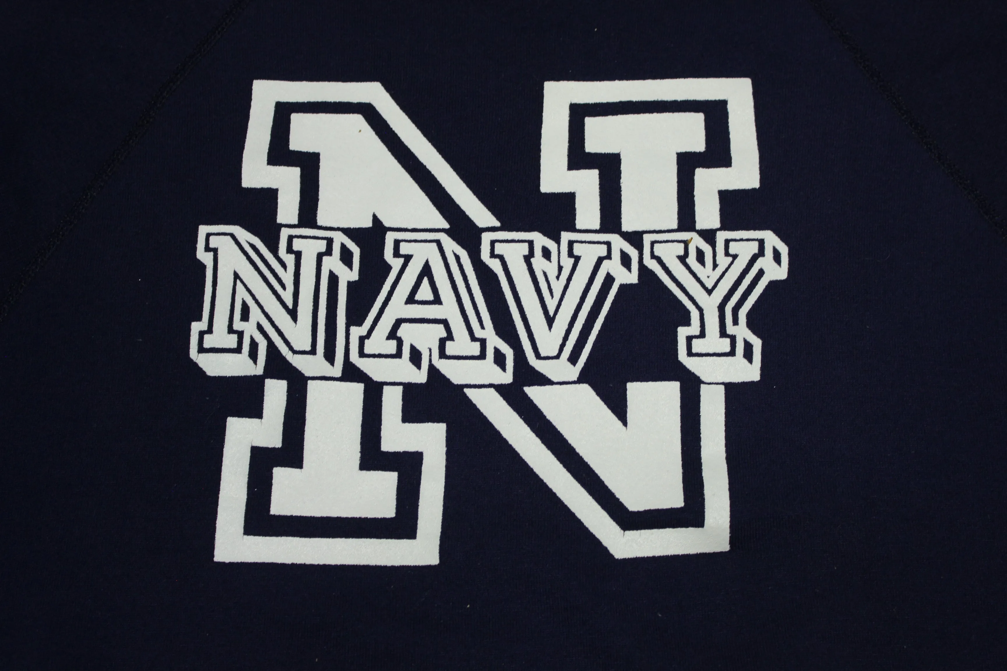 Navy Military Vintage 80's Big Logo Spellout Crewneck Sweatshirt