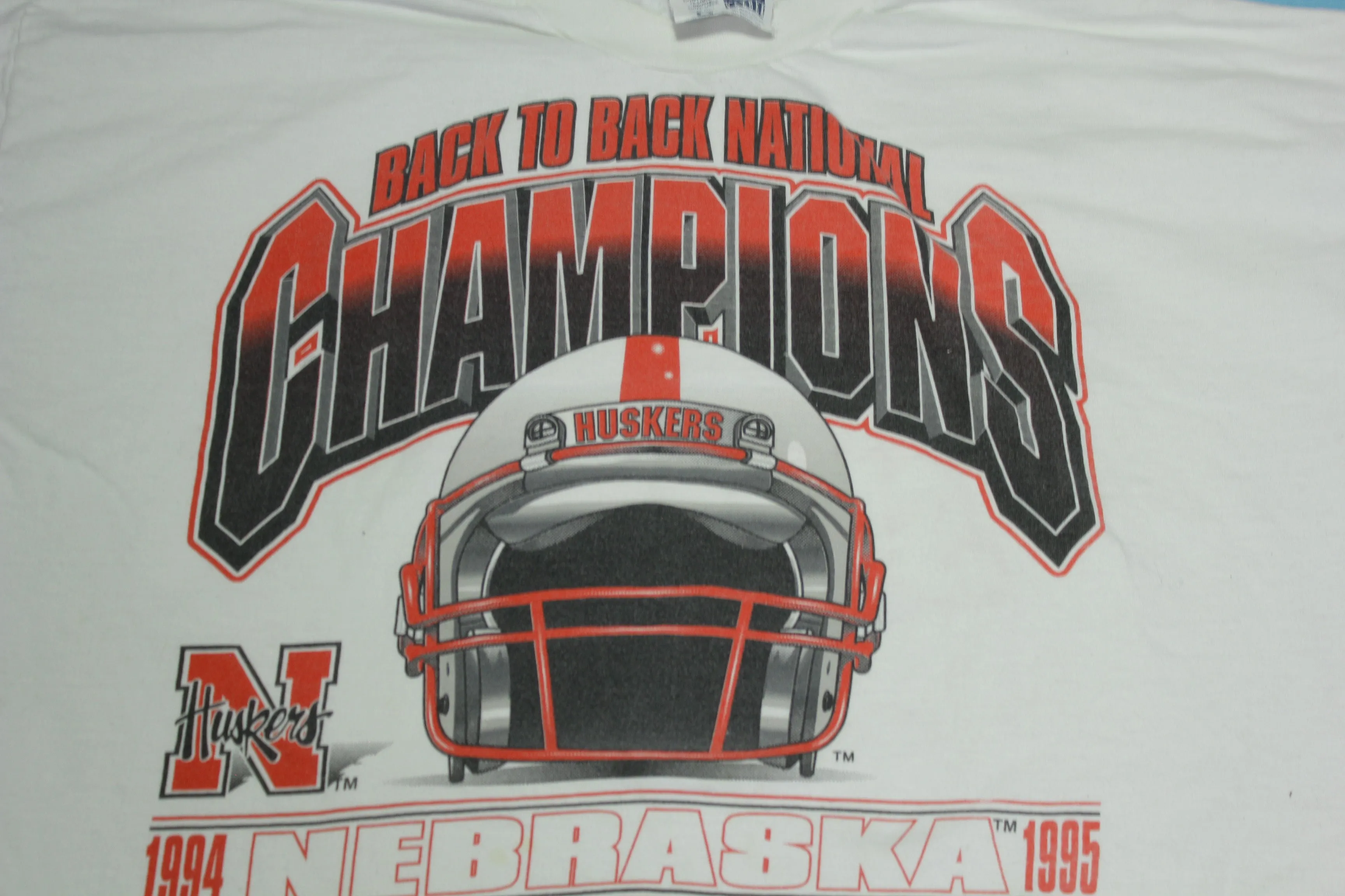 Nebraska Corn Huskers Vintage 90's 1994 95 Back to Back Champions T-Shirt