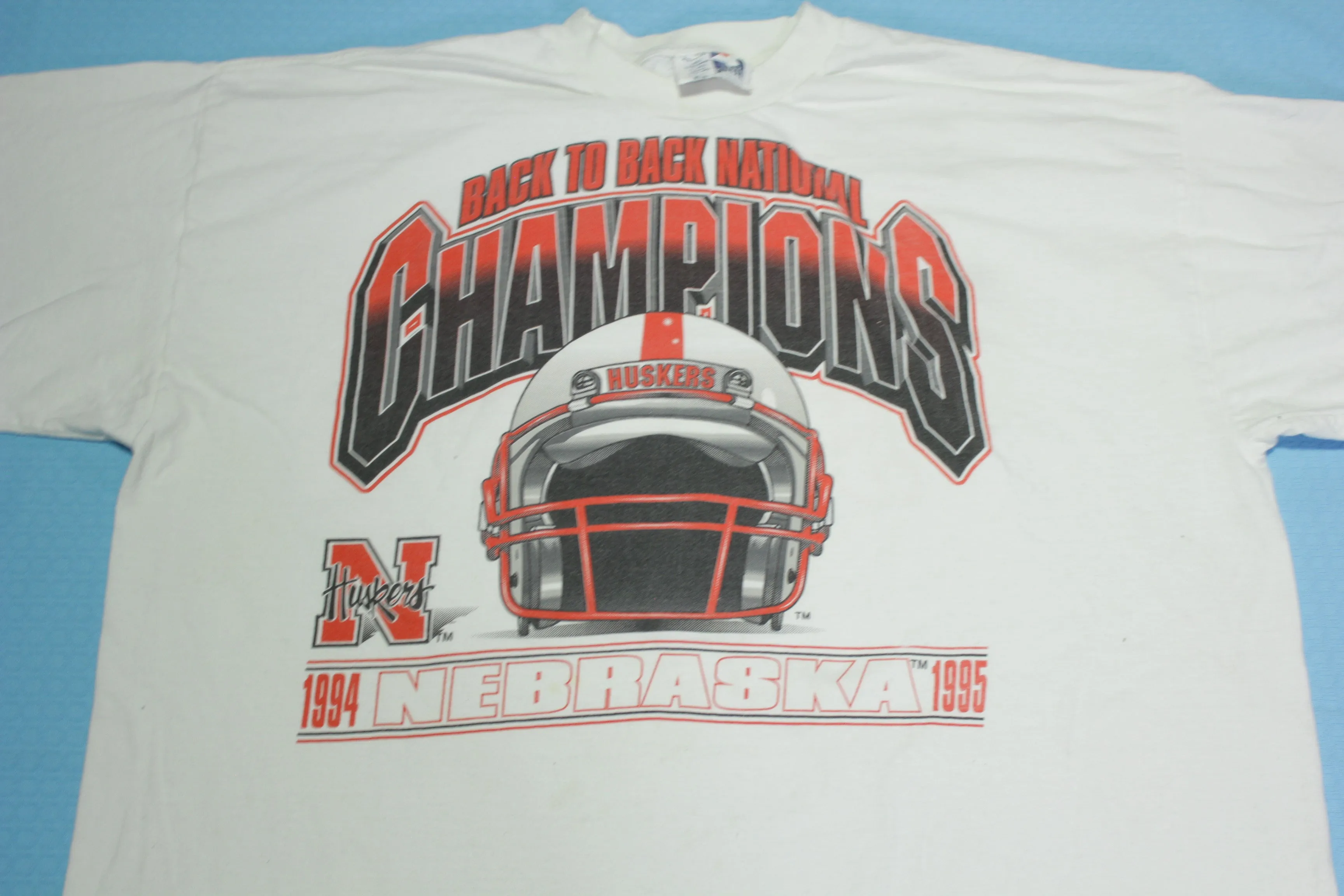 Nebraska Corn Huskers Vintage 90's 1994 95 Back to Back Champions T-Shirt