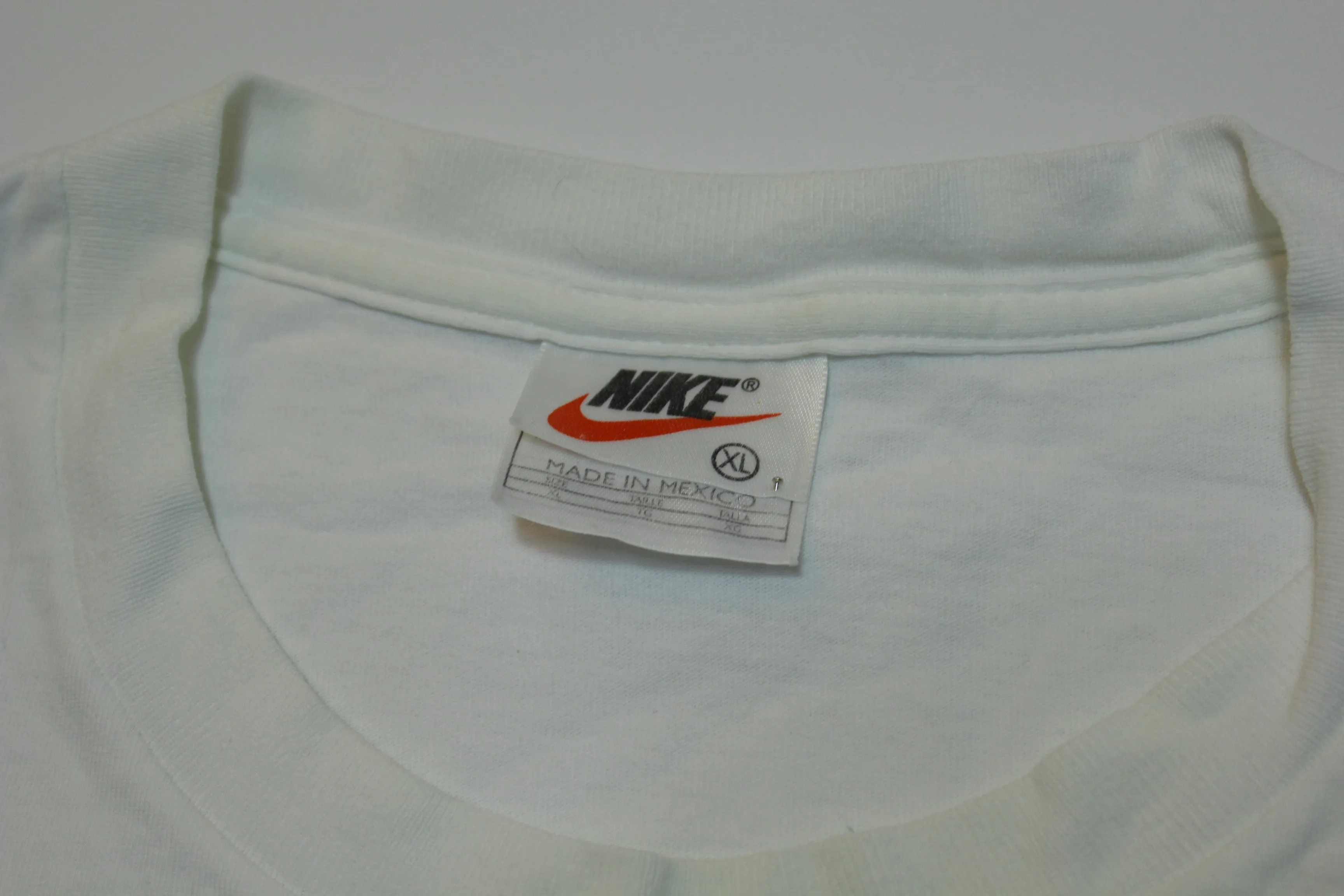 Nike Striped Embroidered Swoosh Check Vintage 90's Distressed T-Shirt