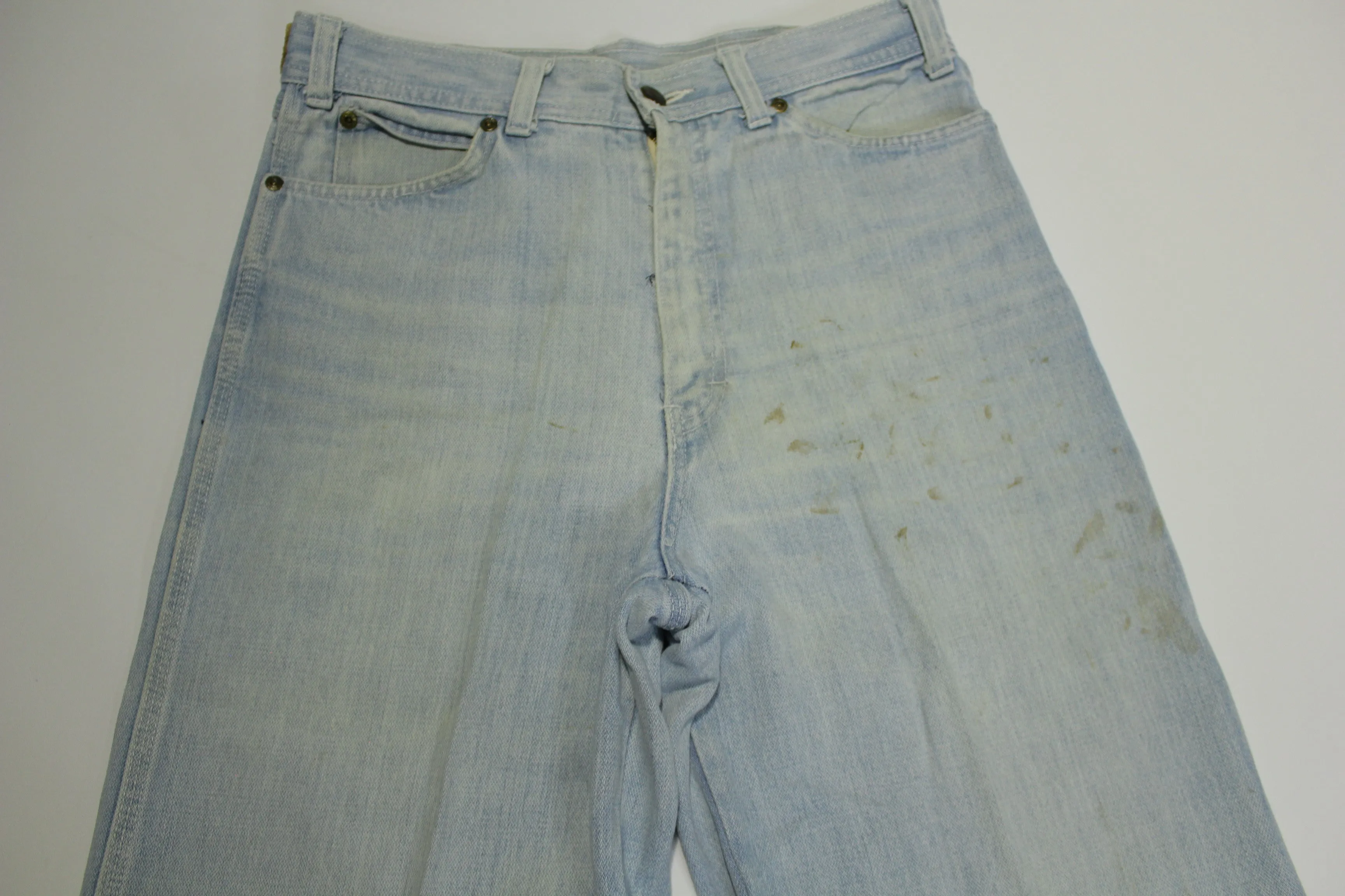 Normandee Vintage 80's Light Wash Distressed Denim Blue Jeans