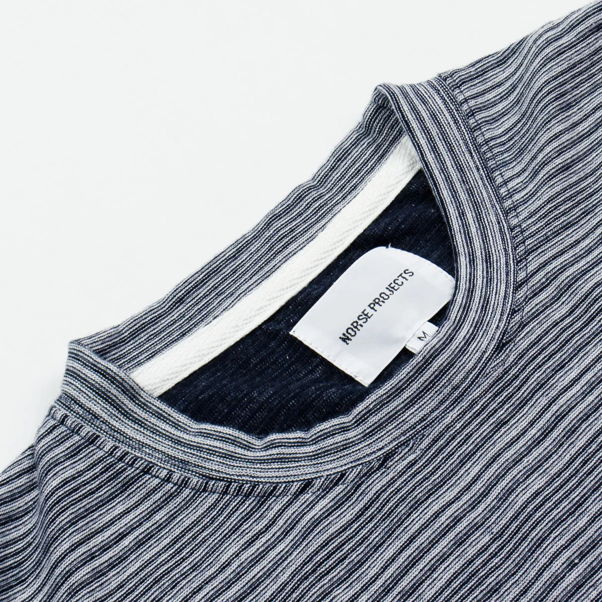 Norse Projects - Niels Multi Textured Stripe T-shirt - Navy / White