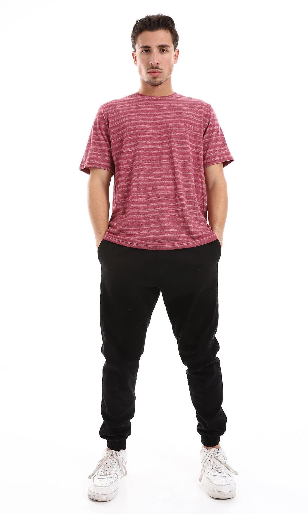 O164004 Hips Length Magenta & White Heather Tee