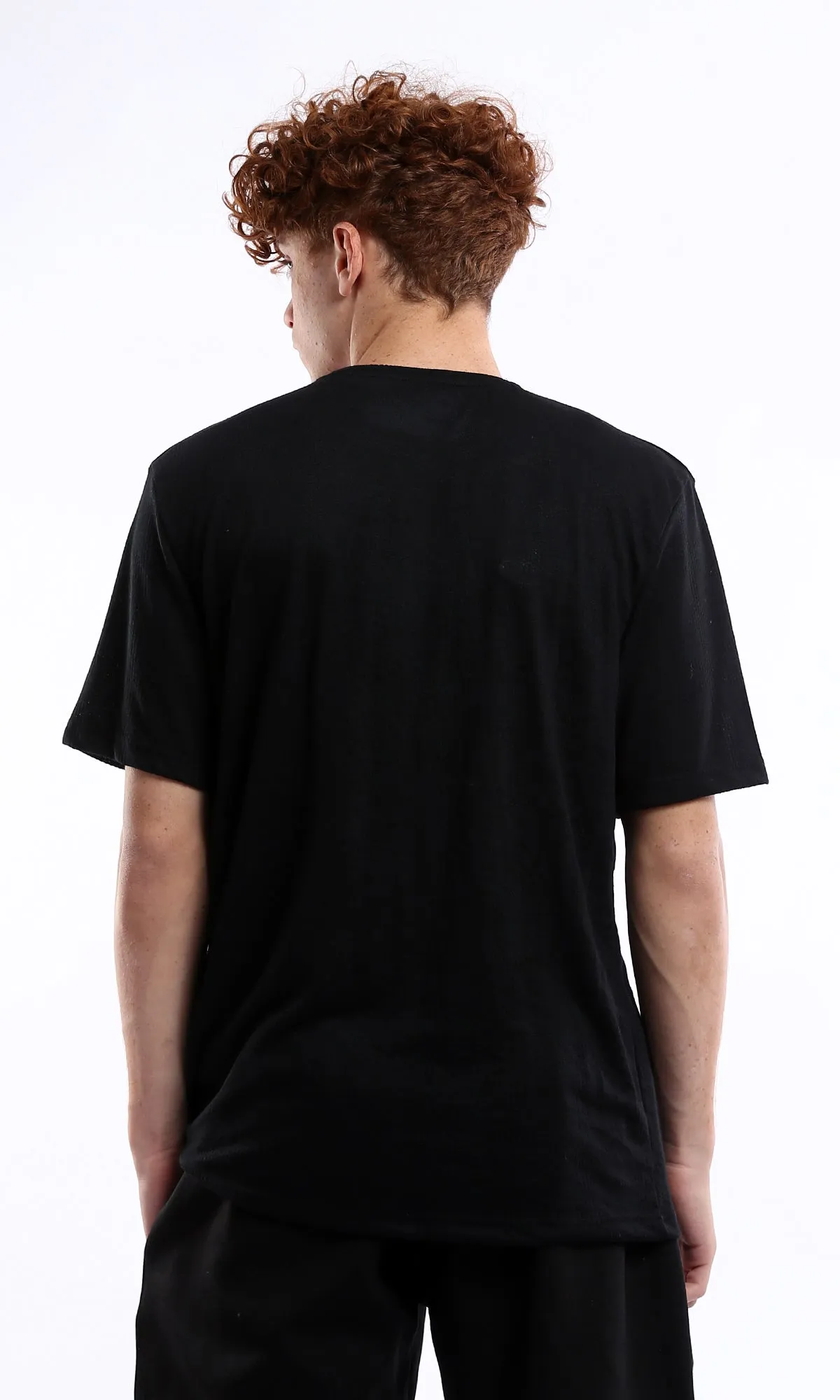 O178557 Lightweight Self Pattern Black Summer Tee