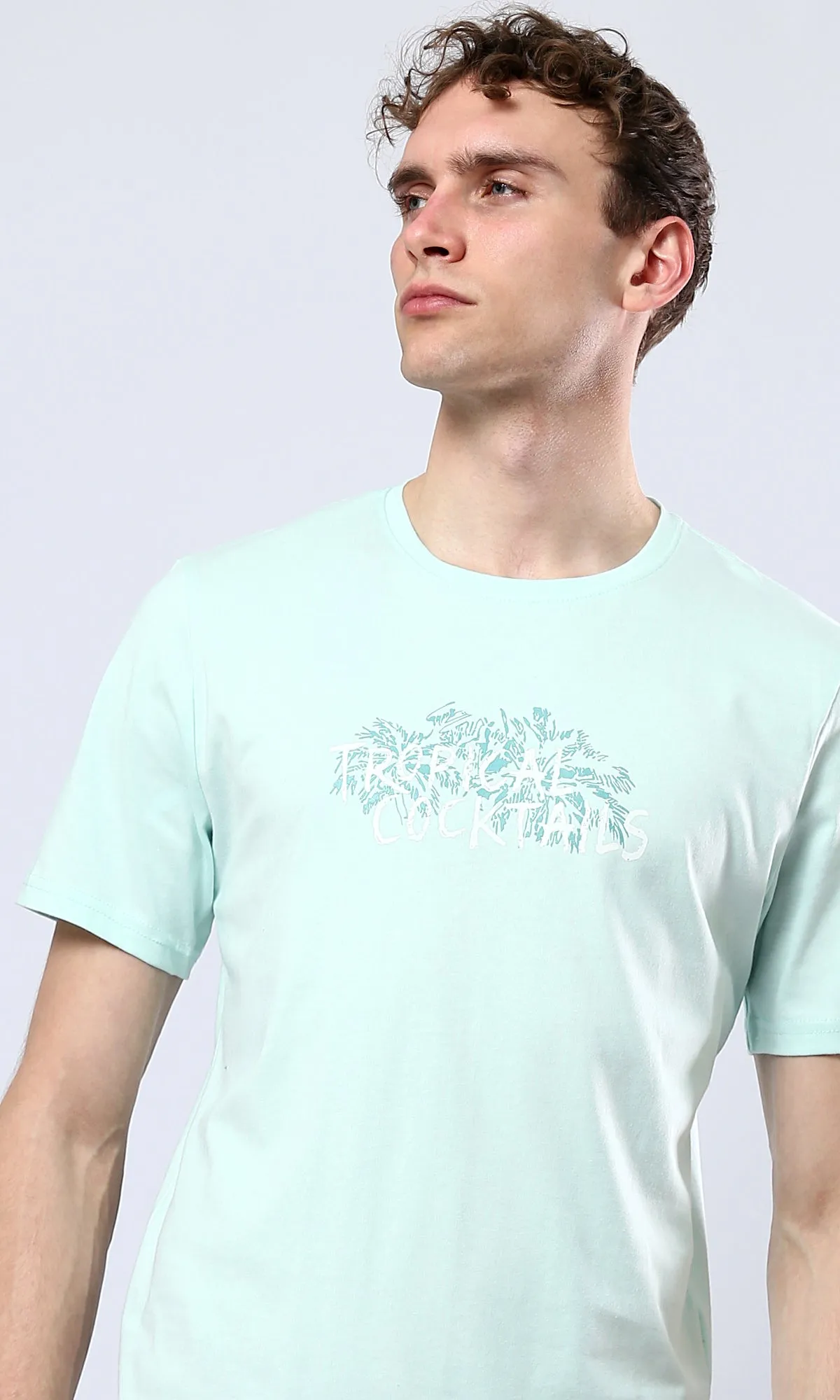 O179025 Pastel Mint Cotton Tee With Front & Back Print