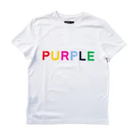 Purple Brand Multi Color Text T-shirt (White)