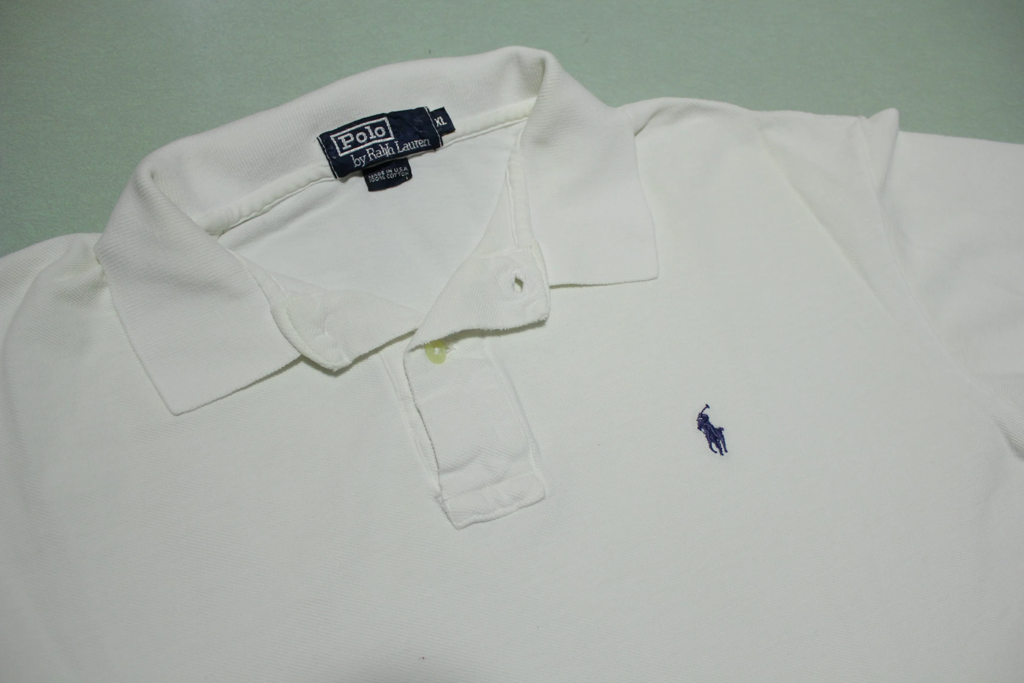 Ralph Lauren Cocaine Bright White Vintage USA Made Polo Shirt