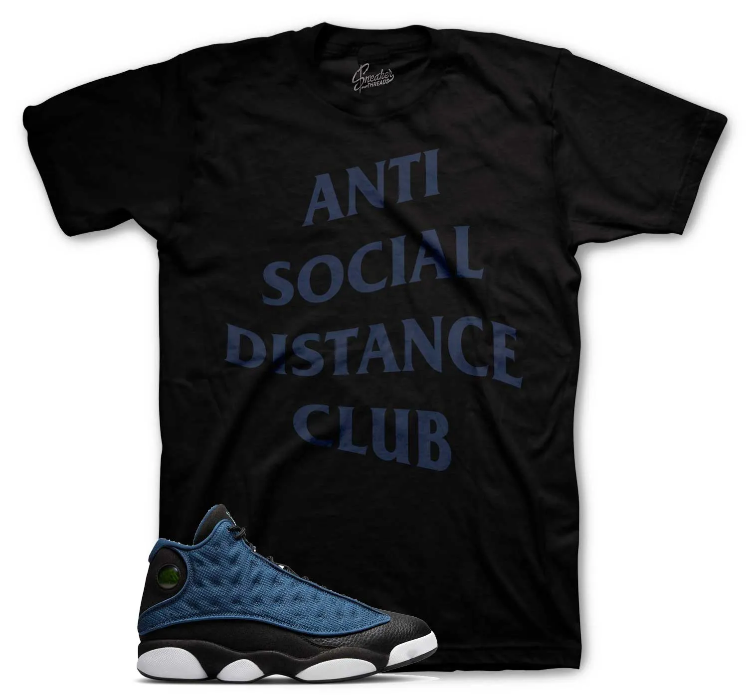 Retro 13 Brave Blue Shirt - Social Distance - Black