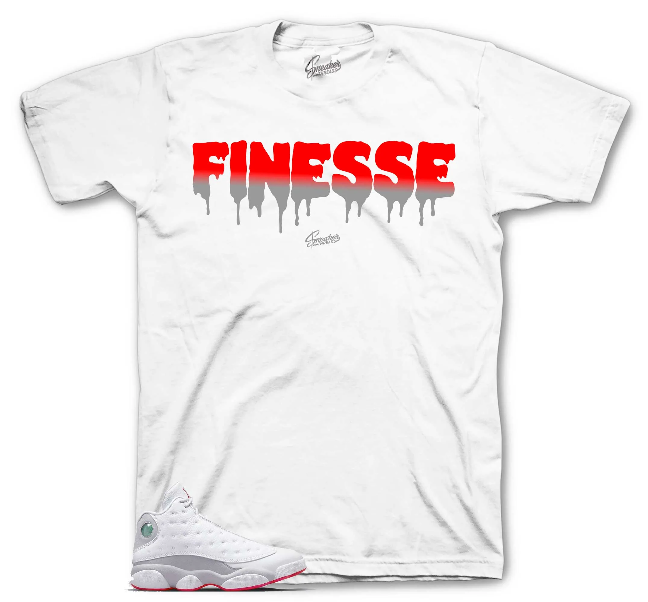 Retro 13 Wolf Grey Shirt - Finesse - White