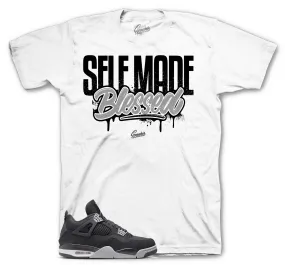 Retro 4 Black Canvas Shirt - Self Made - White