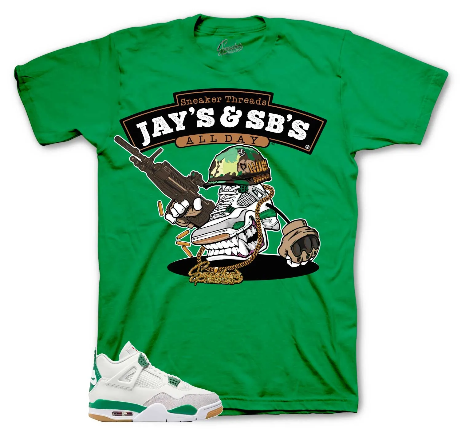 Retro 4 SB Pine Green Shirt - Fly Kicks - Green