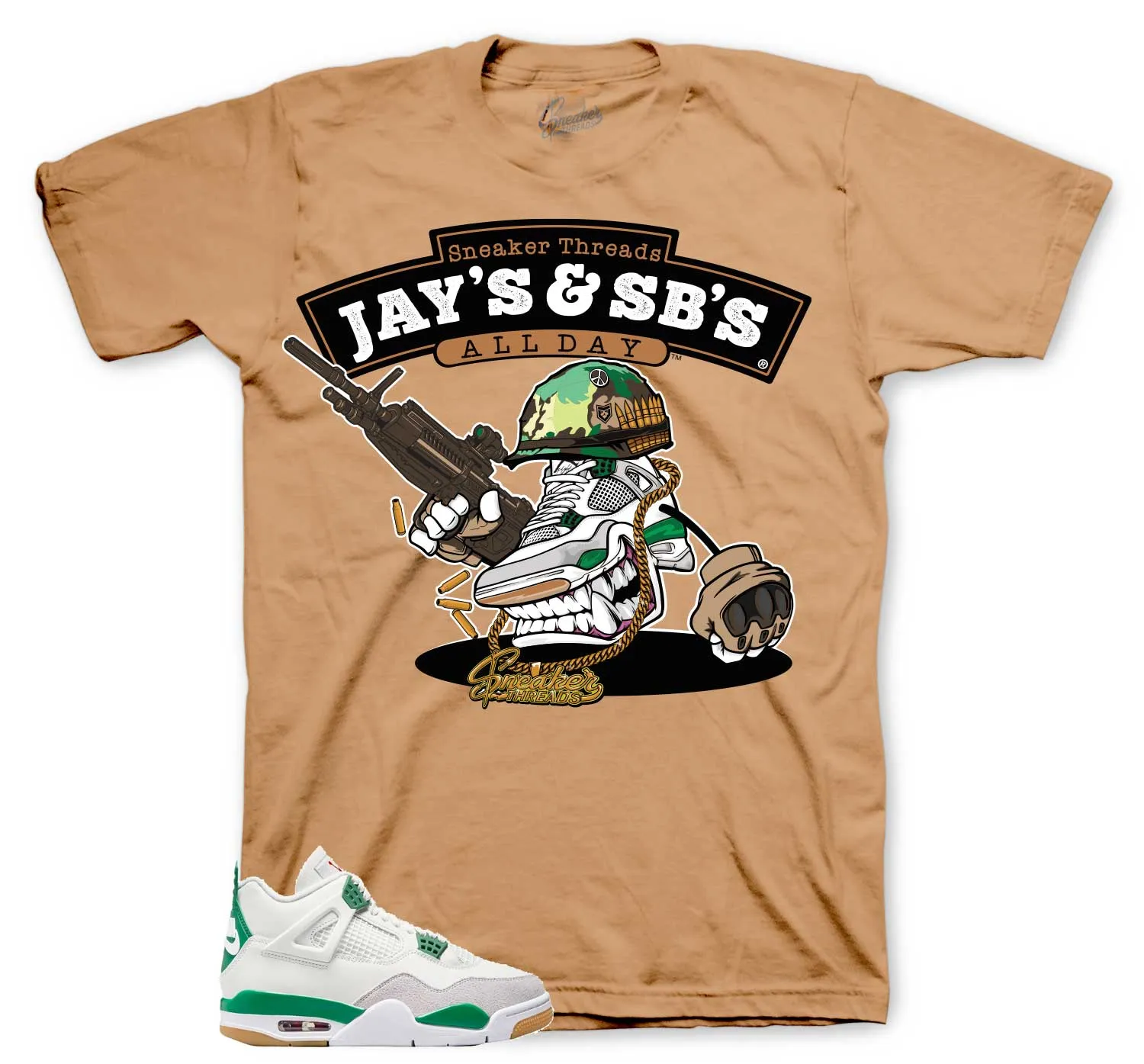 Retro 4 SB Pine Green Shirt - Fly Kicks - Green