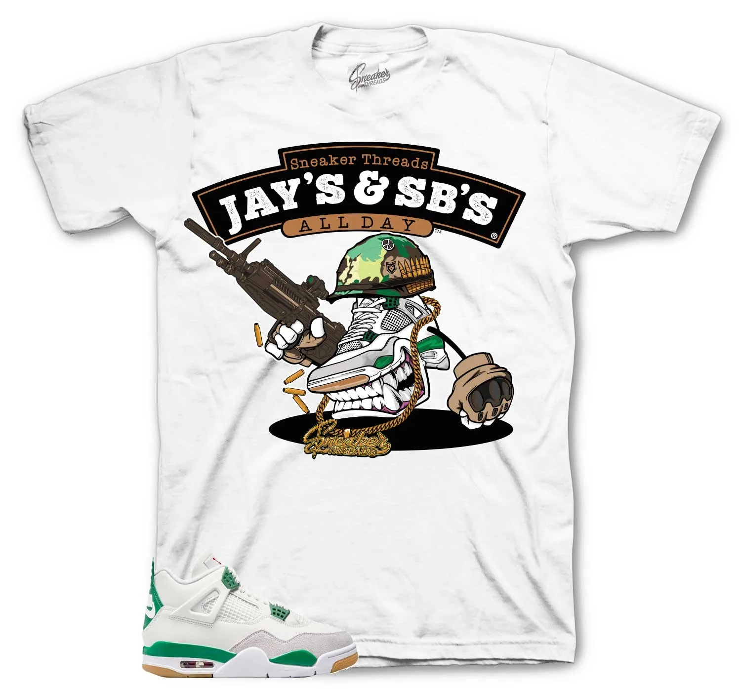 Retro 4 SB Pine Green Shirt - Fly Kicks - Green