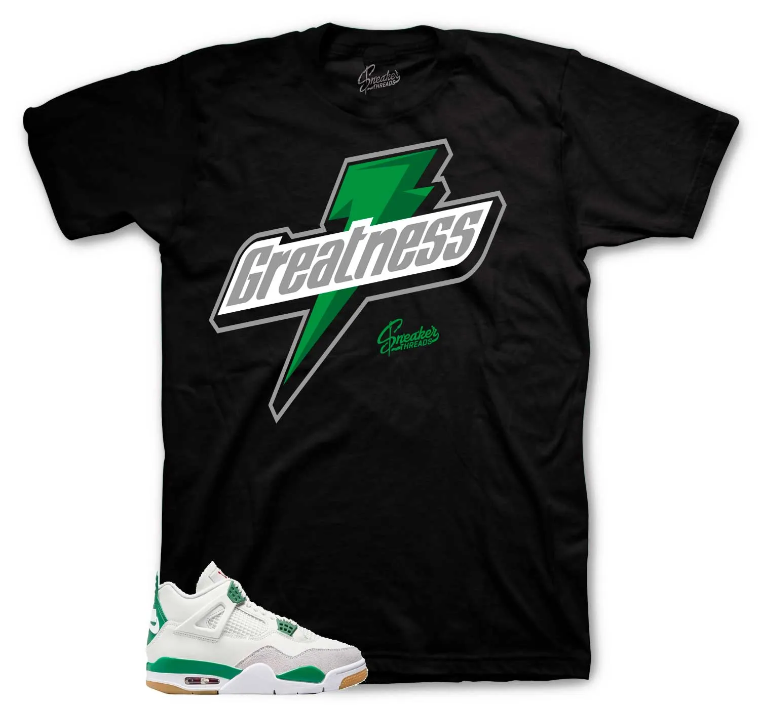 Retro 4 SB Pine Green Shirt - Greatness - Black