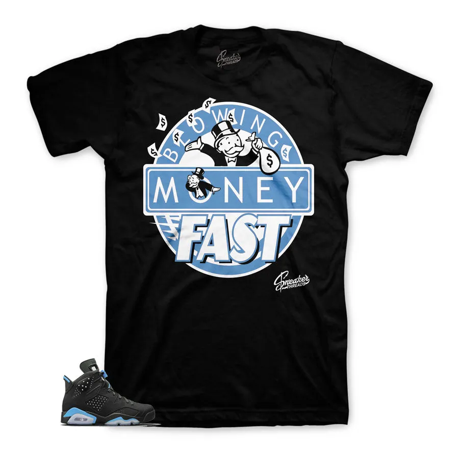 Retro 6 University Blue Shirt - Blowing Money Fast - Black