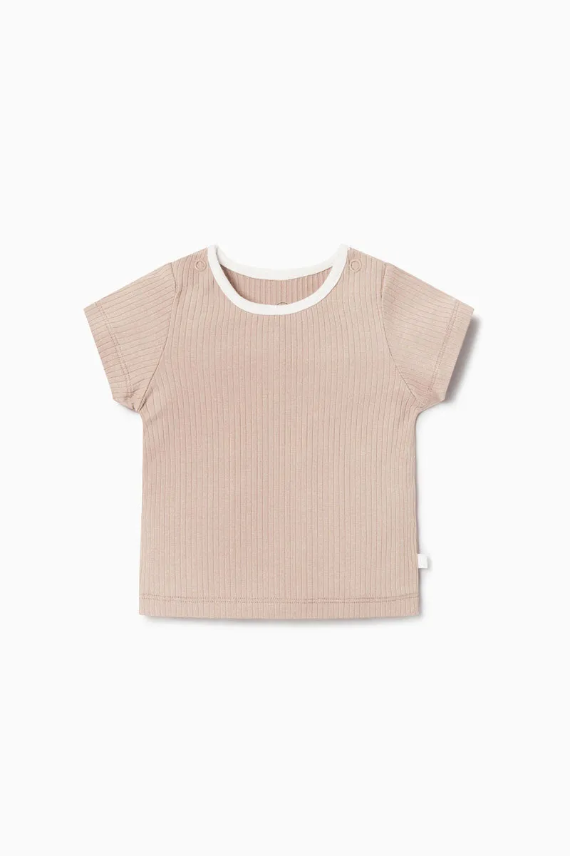 Ribbed Short Sleeve T-Shirt - Blush