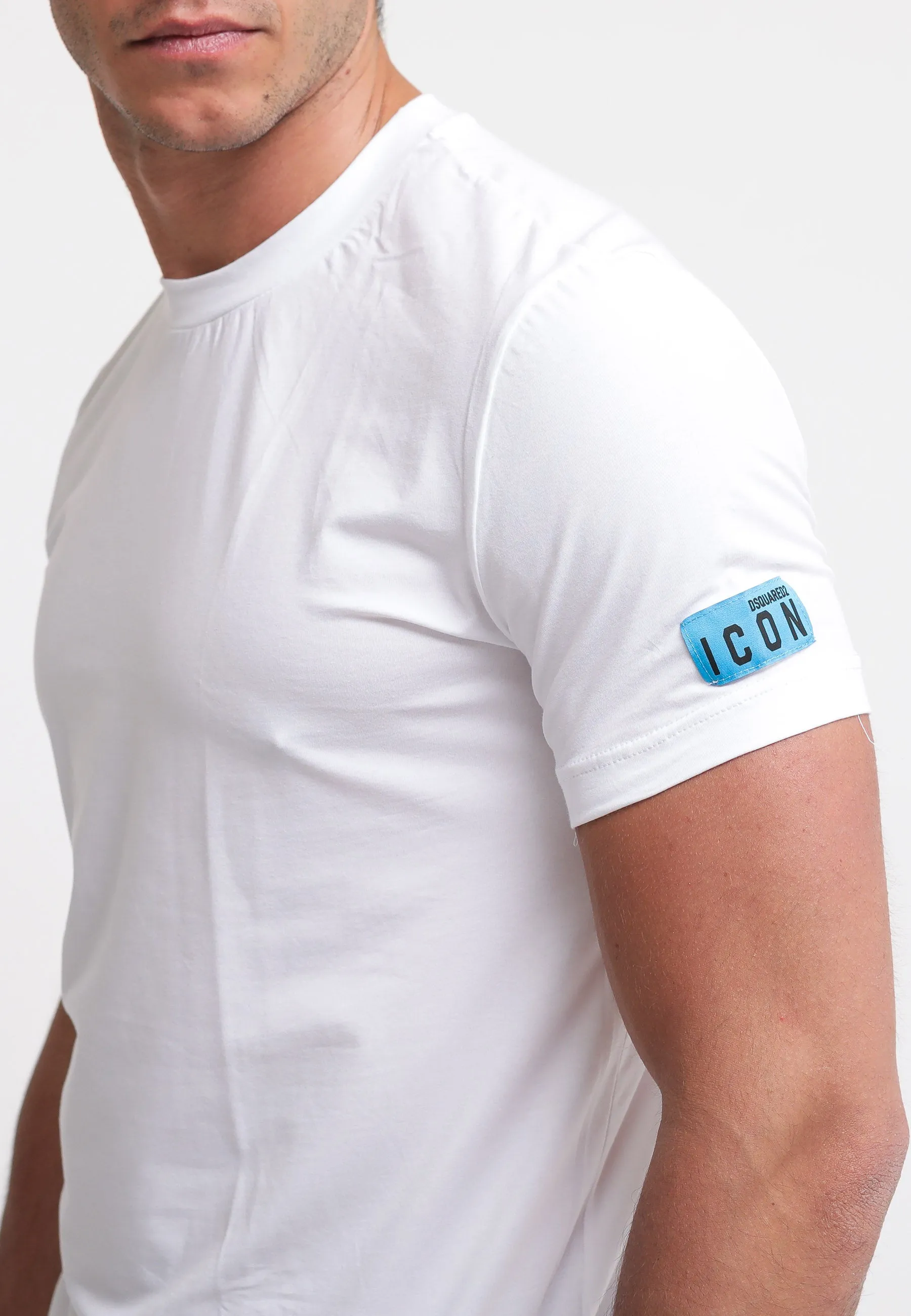 Round Neck T-Shirt - White/Blue