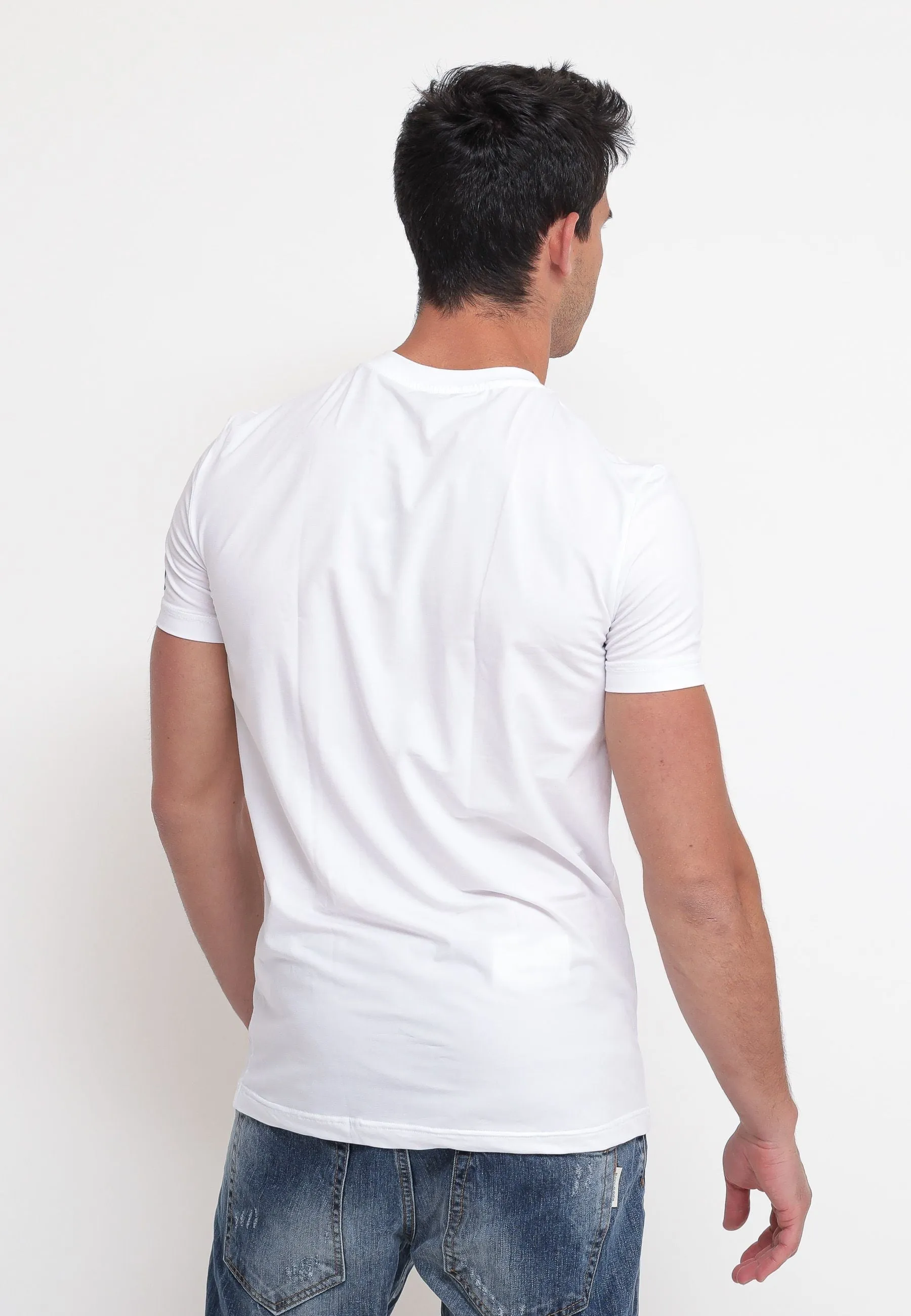 Round Neck T-Shirt - White/Blue