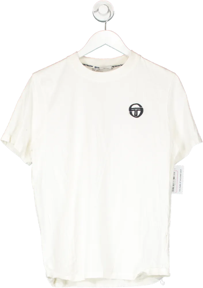 Sergio Tacchini White Embroidered Logo With Printed Back T Shirt UK M