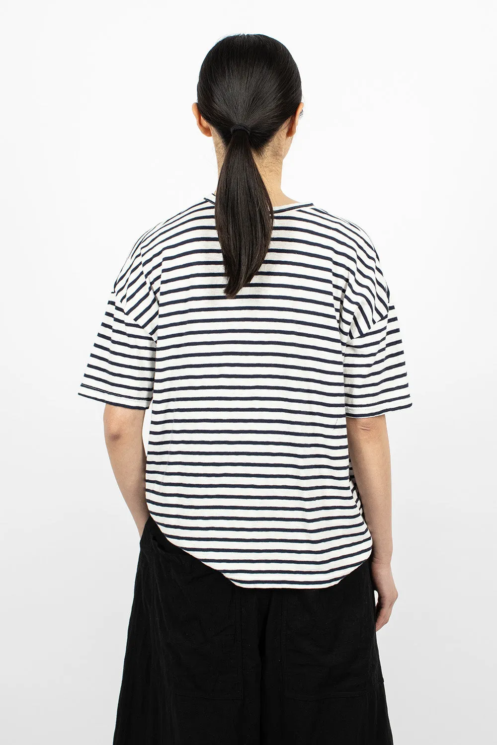 Stripe Knit T-Shirt White/Navy