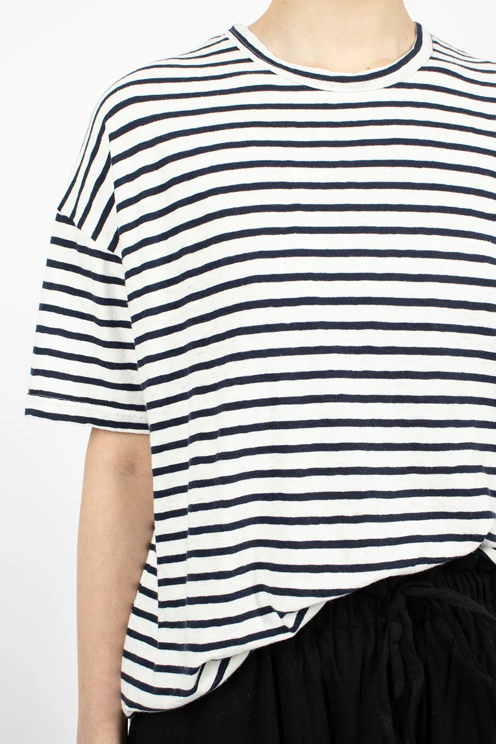 Stripe Knit T-Shirt White/Navy