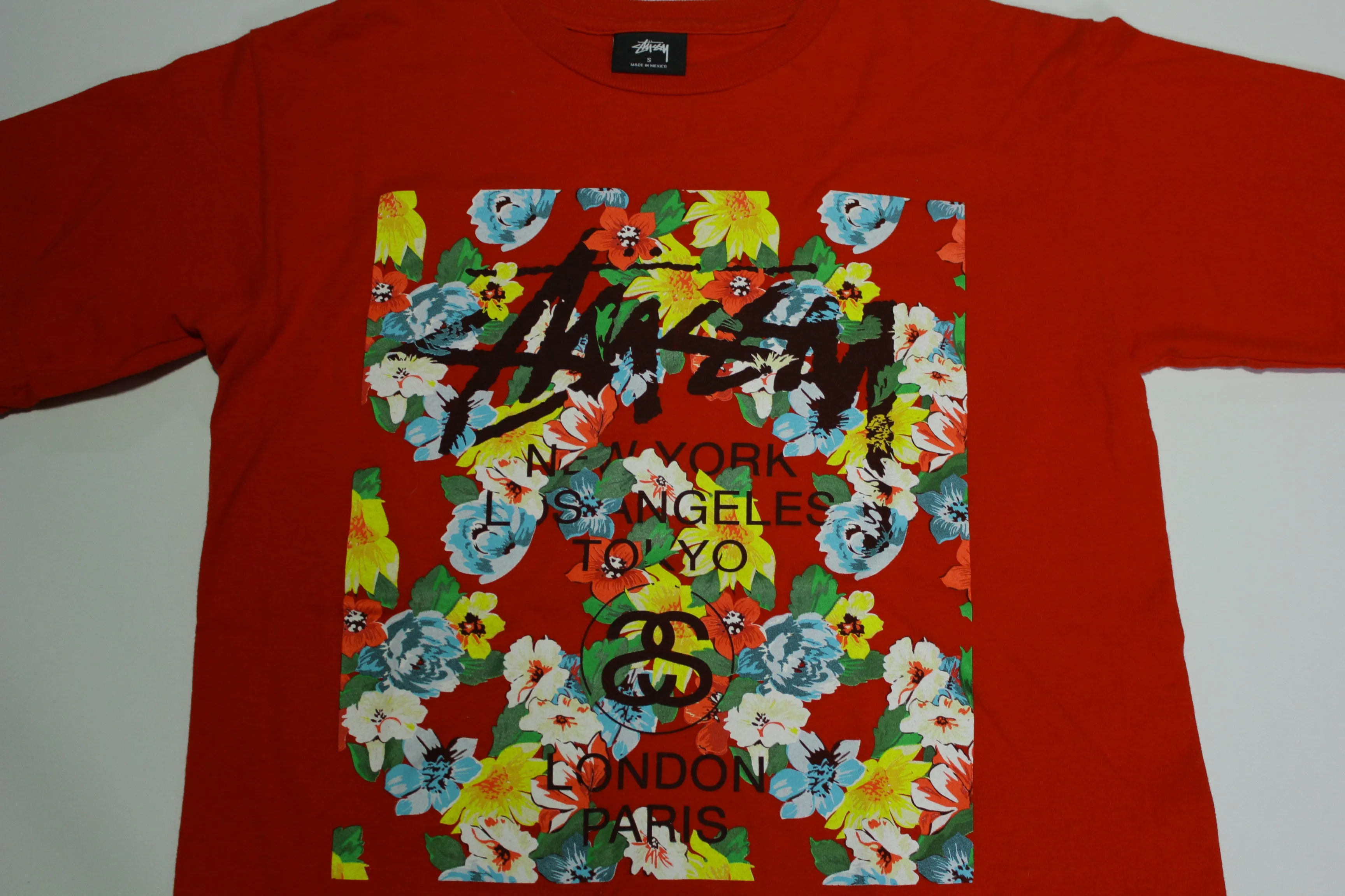 Stussy New York Los Angeles Tokyo London Paris Skate Floral T-Shirt