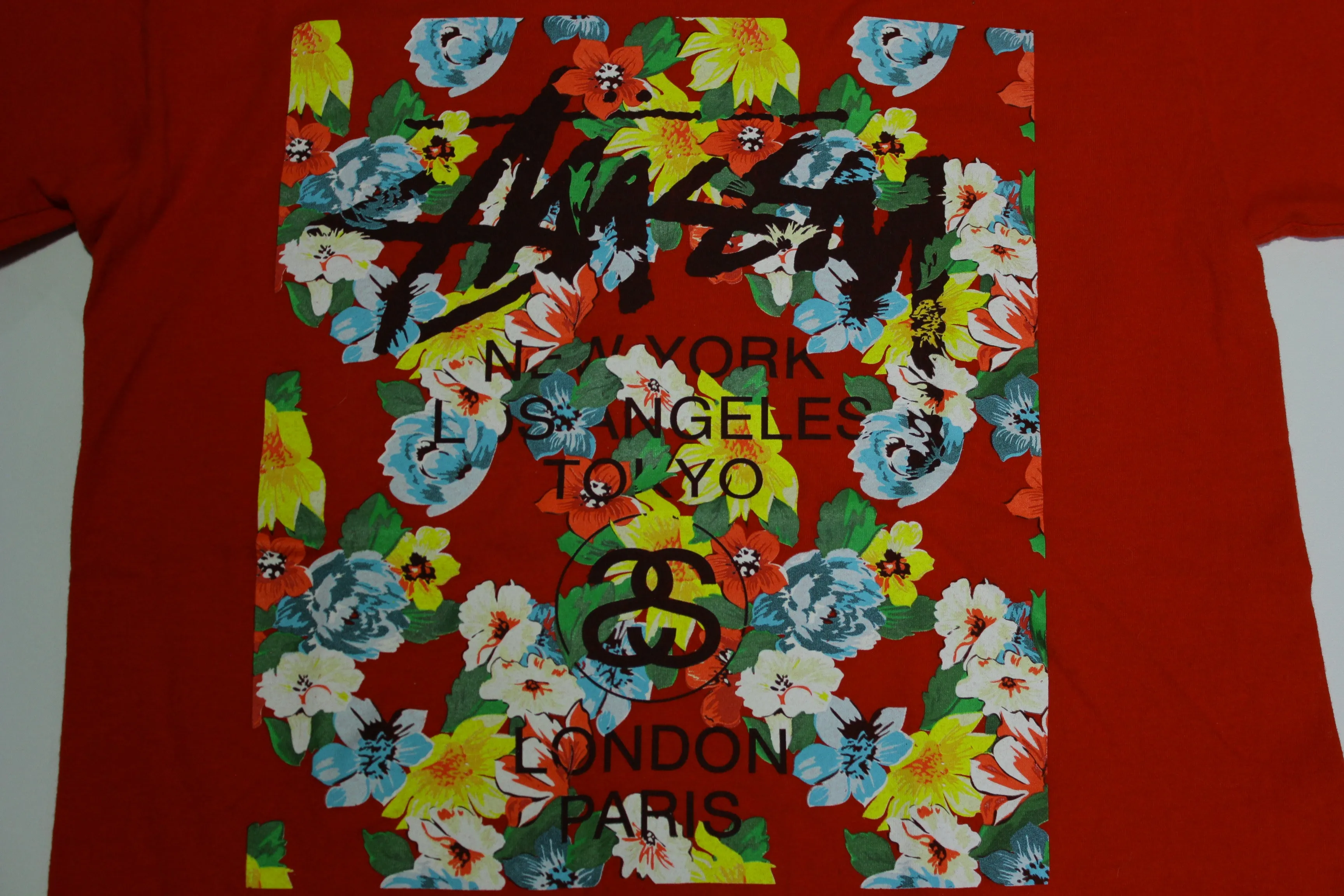 Stussy New York Los Angeles Tokyo London Paris Skate Floral T-Shirt