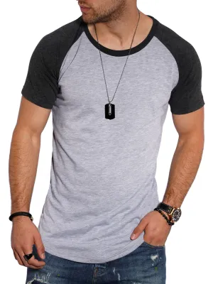 T-Shirt Raglan Grau/Dunkelgrau MT-7140