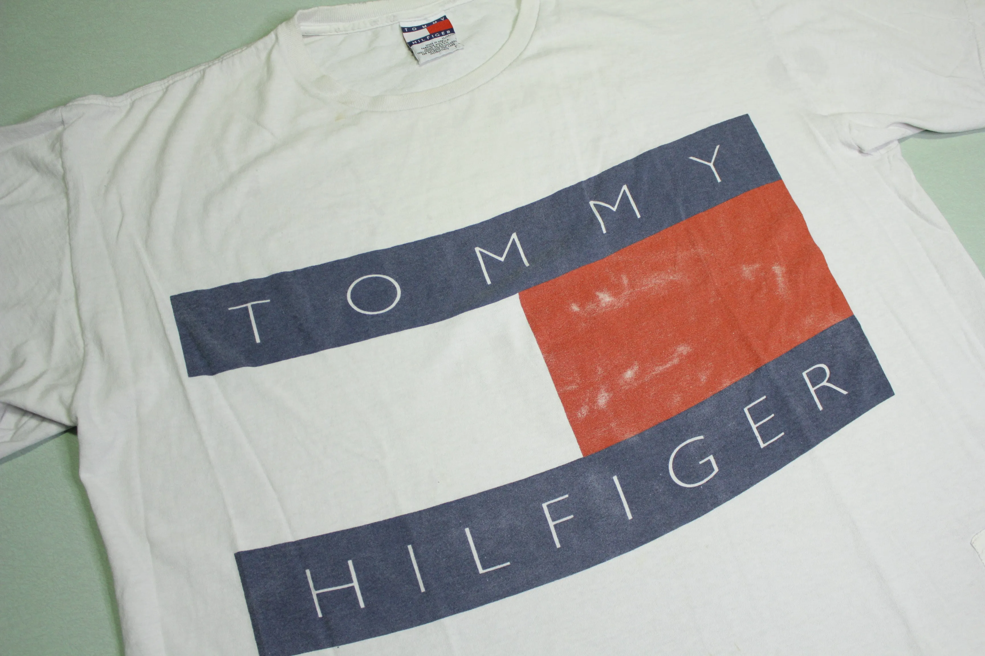 Tommy Hilfiger Vintage 90's Made in USA Big Flag Spellout T-Shirt