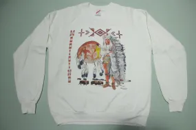 Tribal Native American War Chief Vintage 80's Morning Sun Crewneck Sweatshirt