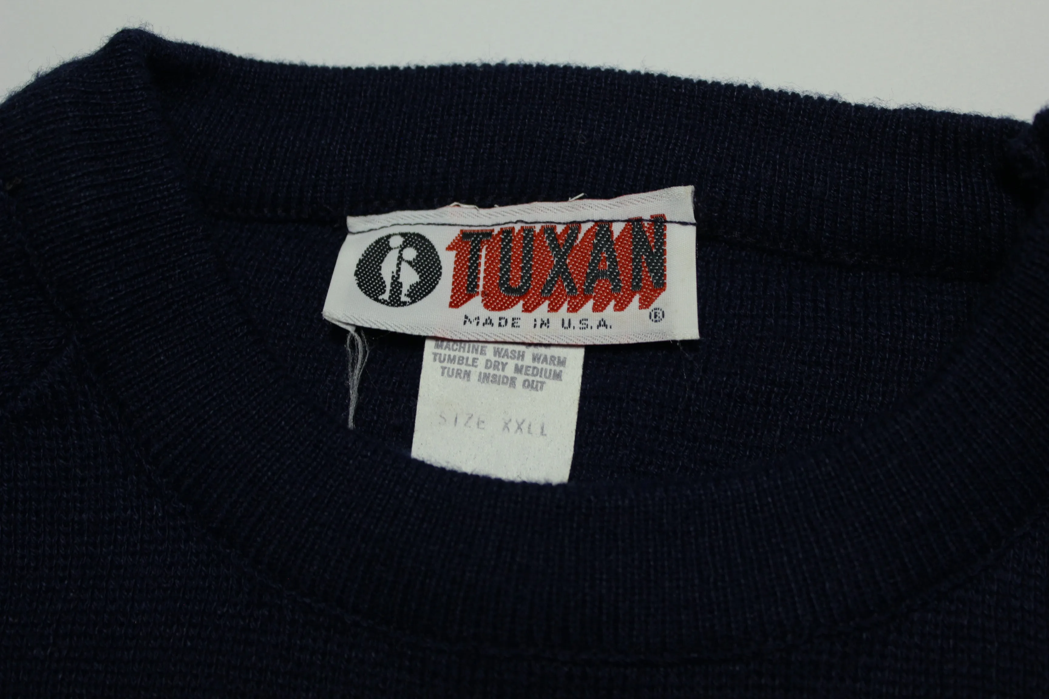 Tuxan Made in USA Acrylic Vintage 70's Striped Pattern Ski Fireplace Sweater