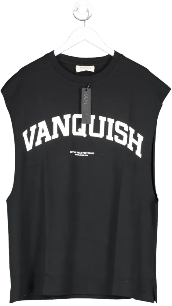 Vanquish Black Varsity Sleeveless T Shirt UK L