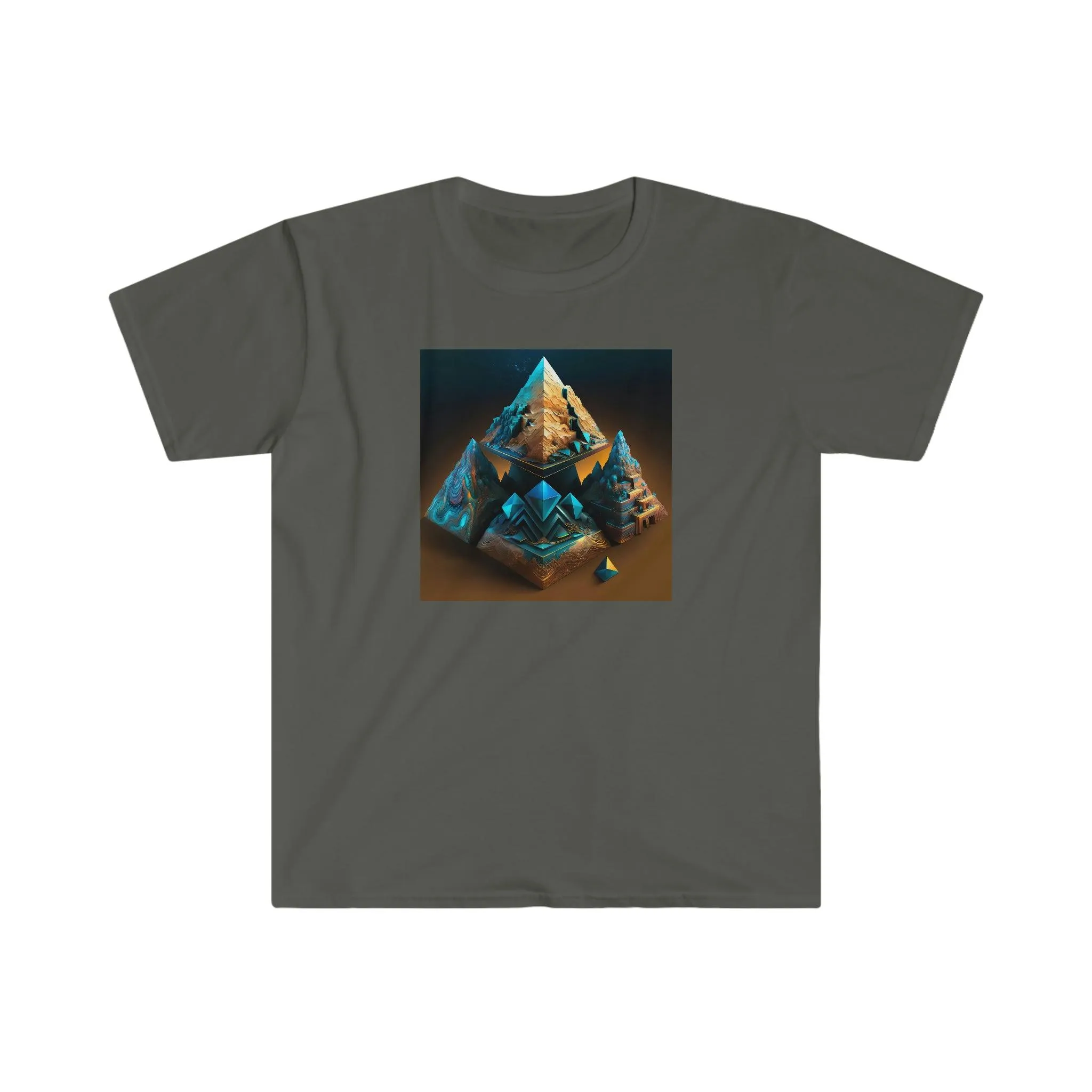 Visionary Ai Art Men's and Women's Unisex Soft Style T-Shirt for Festival and Street Wear Pyramids v3.1