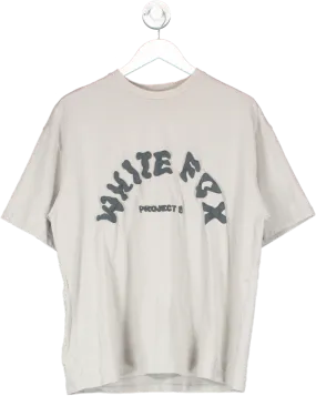 White Fox Grey Oversized Project 5 T Shirt UK S/M