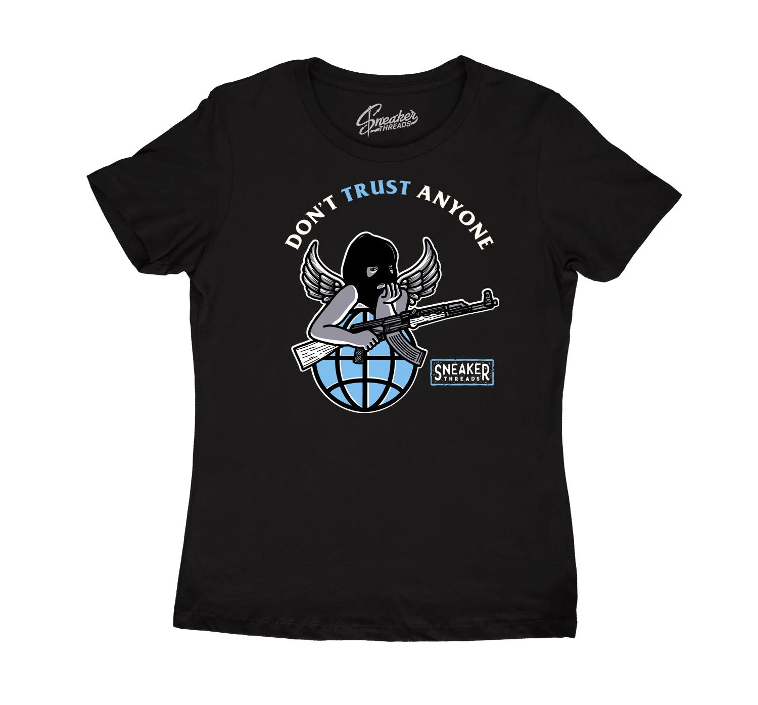 Womens University Blue 9 Shirt - Trust Angel - Black